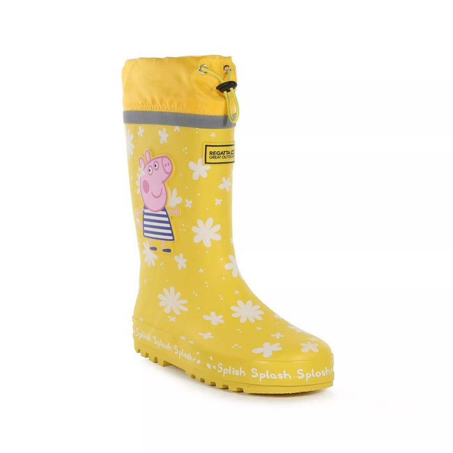 Maize Yellow - Front - Regatta Childrens-Kids Daisy Peppa Pig Wellington Boots