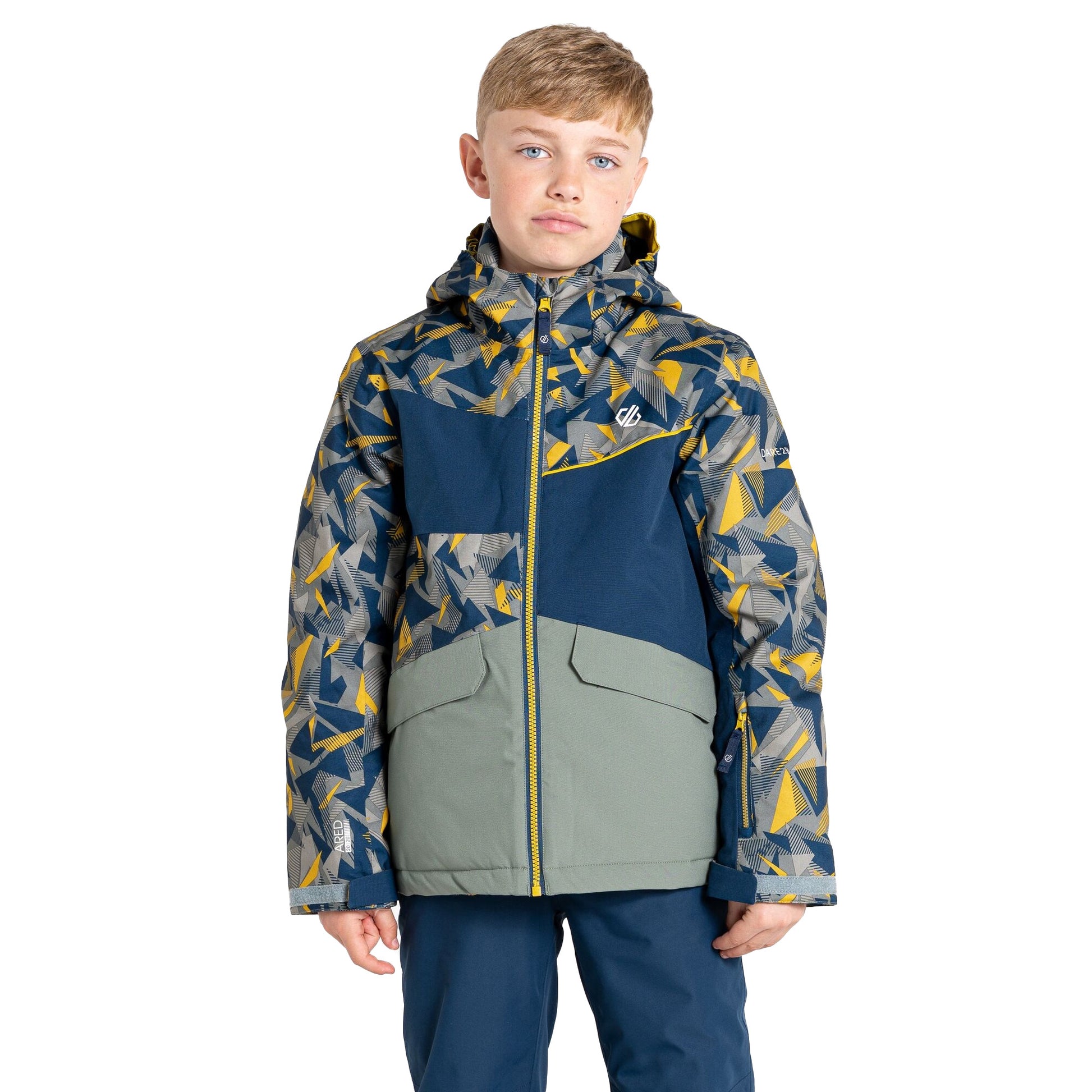 Moss Yellow-Agave Green - Lifestyle - Dare 2B Childrens-Kids Glee II Geometric Ski Jacket