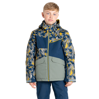 Moss Yellow-Agave Green - Lifestyle - Dare 2B Childrens-Kids Glee II Geometric Ski Jacket