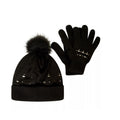 Black - Back - Dare 2B Womens-Ladies Crystal Hat And Gloves Set