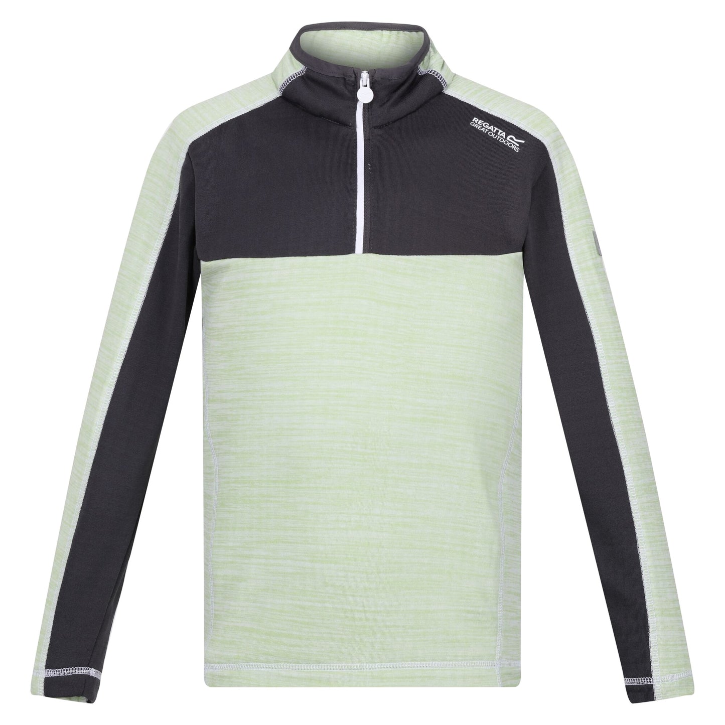 Quiet Green-Seal Grey - Front - Regatta Childrens-Kids Hewley Recycled Half Zip Fleece Top