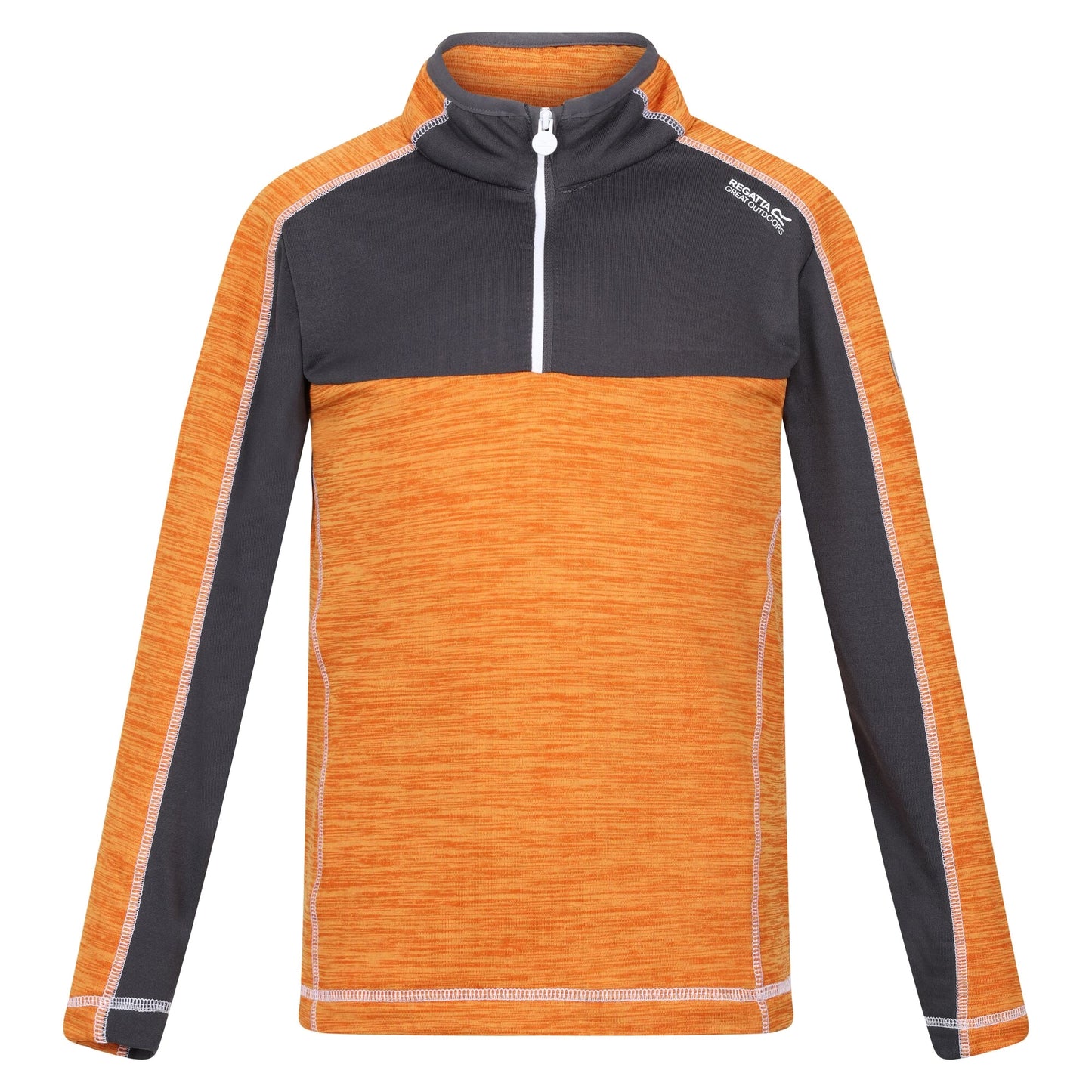 Orange Pepper-Seal Grey - Front - Regatta Childrens-Kids Hewley Recycled Half Zip Fleece Top