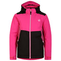 Pure Pink-Black - Front - Dare 2B Childrens-Kids Impose III Ski Jacket