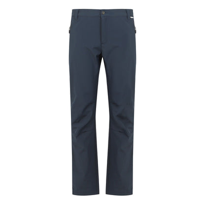 Navy - Front - Regatta Great Outdoors Mens Adventure Tech Geo II Wind Resistant Long Leg Softshell Trousers
