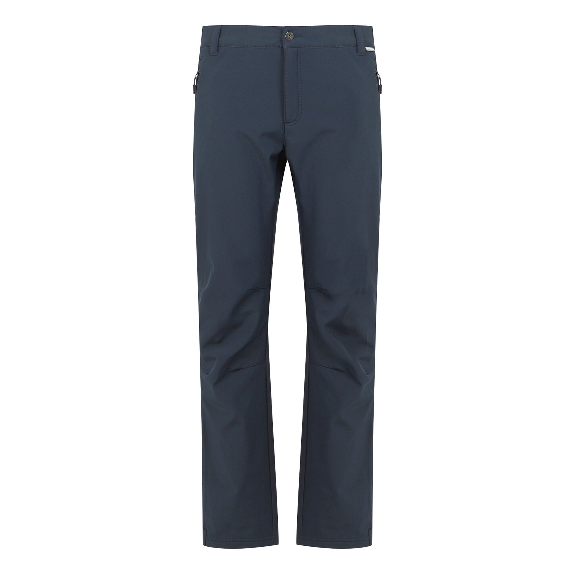 Navy - Front - Regatta Great Outdoors Mens Adventure Tech Geo II Wind Resistant Long Leg Softshell Trousers