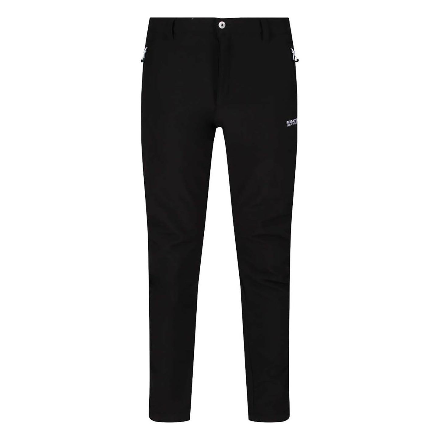 Black - Front - Regatta Great Outdoors Mens Adventure Tech Geo II Wind Resistant Long Leg Softshell Trousers