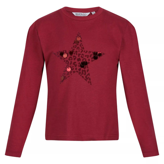 Dark Pimento - Front - Regatta Childrens-Kids Wenbie III Stars Long-Sleeved T-Shirt