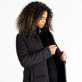Black - Side - Dare 2B Womens-Ladies Reputable II Long Length Padded Jacket