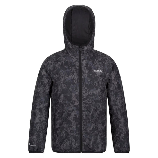 Dark Grey - Front - Regatta Childrens-Kids Volcanics VI Camo Waterproof Jacket