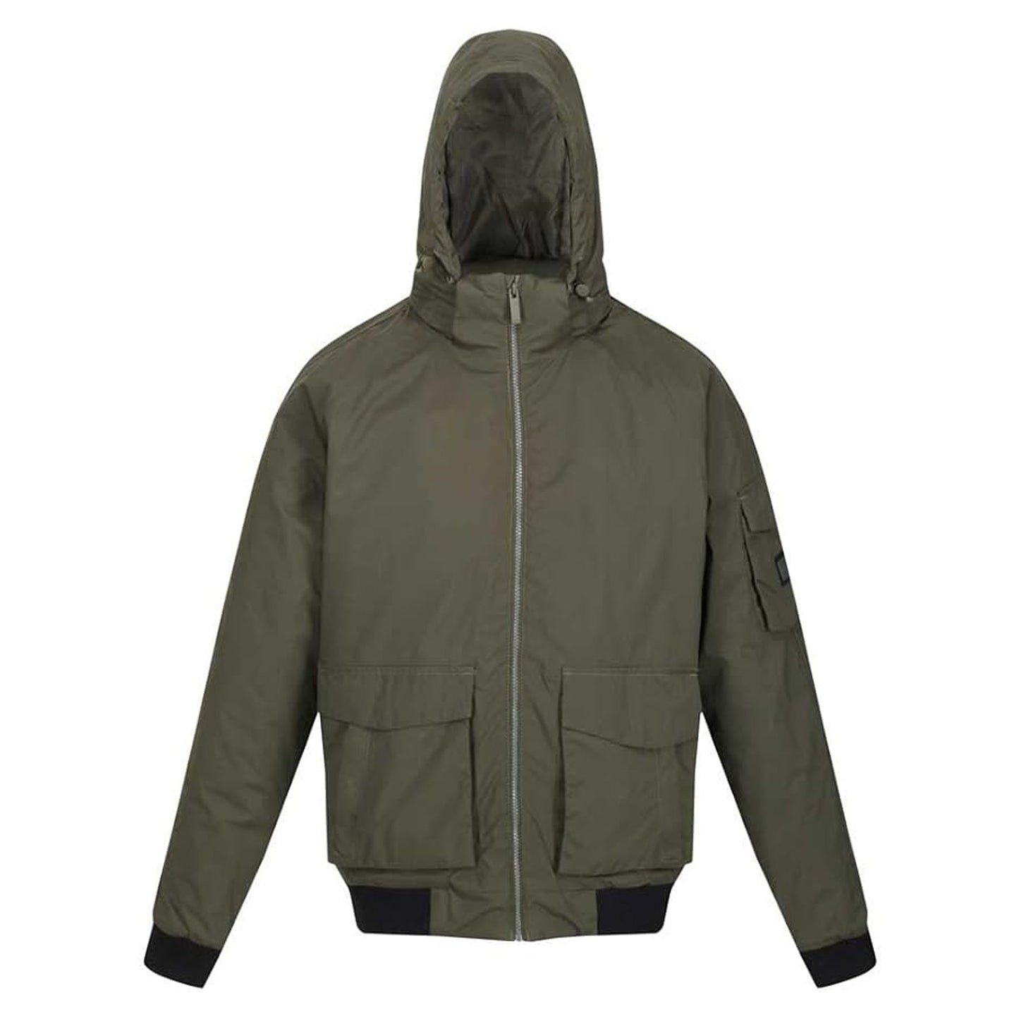 Dark Khaki - Front - Regatta Mens Faizan Hooded Waterproof Jacket