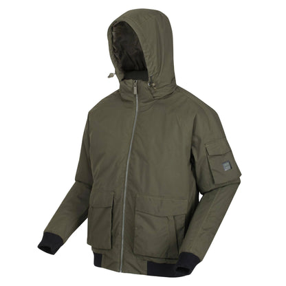 Dark Khaki - Back - Regatta Mens Faizan Hooded Waterproof Jacket