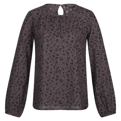 Black - Front - Regatta Womens-Ladies Hadria Animal Print Blouse