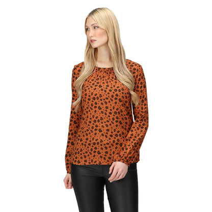 Copper Almond - Lifestyle - Regatta Womens-Ladies Hadria Animal Print Blouse
