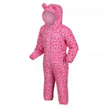 Doll Pink - Side - Regatta Childrens-Kids Penrose Leopard Print Puddle Suit
