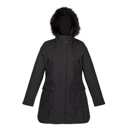 Black - Front - Regatta Womens-Ladies Sabinka Faux Fur Trim Parka