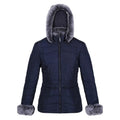 Navy - Front - Regatta Womens-Ladies Willabella Faux Fur Trim Jacket