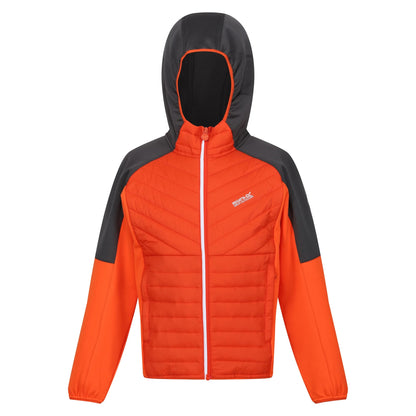 Rusty Orange-Seal Grey - Front - Regatta Childrens-Kids Kielder Hybrid VI Jacket