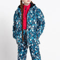 River Blue - Pack Shot - Dare 2B Girls Verdict Floral Waterproof Ski Jacket