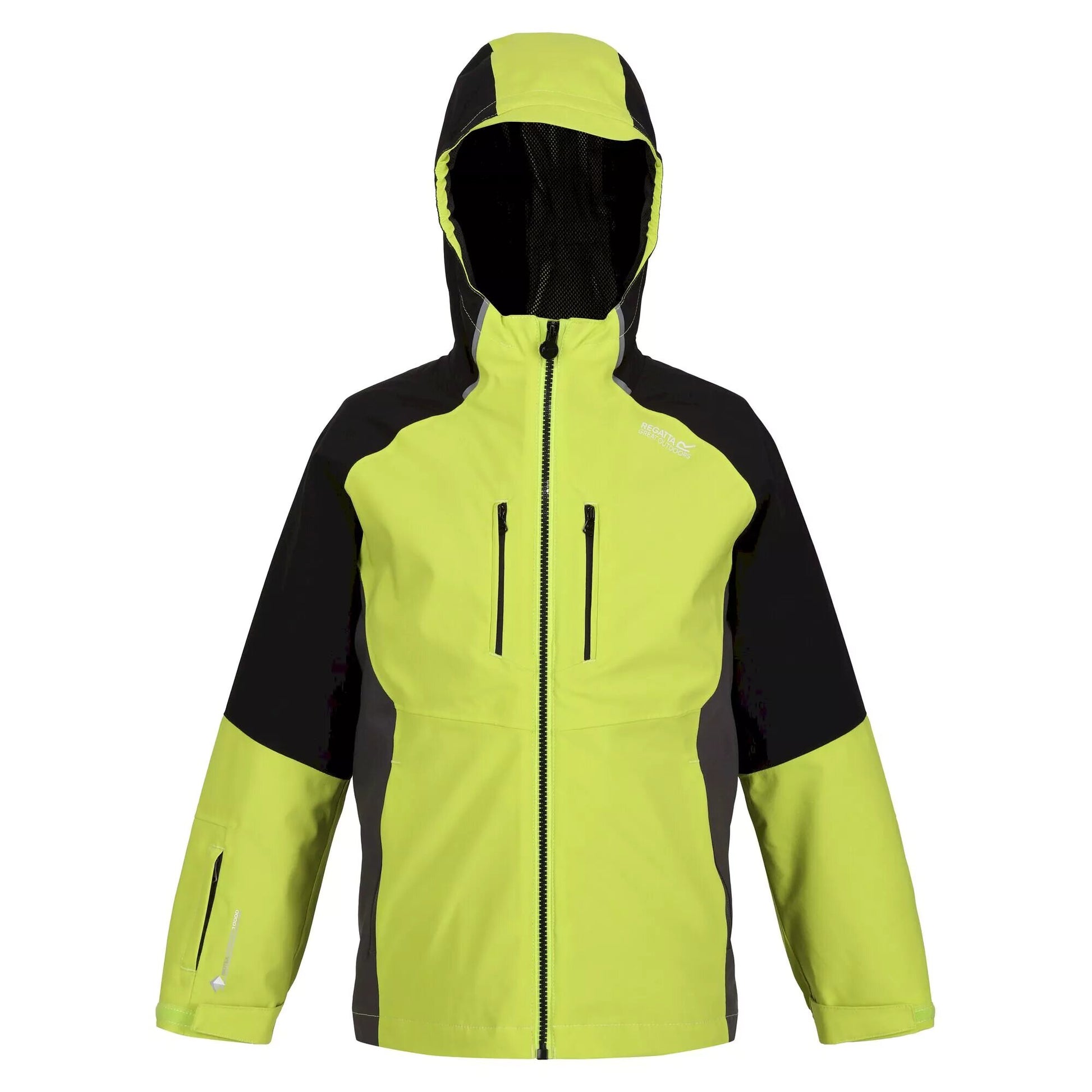 Bright Kiwi-Black - Front - Regatta Childrens-Kids Hydrate VII 3 in 1 Waterproof Jacket