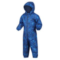 Nautical Blue - Side - Regatta Childrens-Kids Splat II Dinosaur Waterproof Puddle Suit