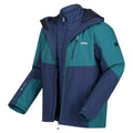 Pacific Green-Admiral Blue - Close up - Regatta Mens Wentwood VII 3 in 1 Waterproof Jacket