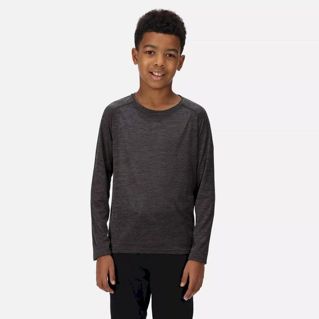 Dark Grey - Pack Shot - Regatta Childrens-Kids Burlow Marl Long-Sleeved T-Shirt