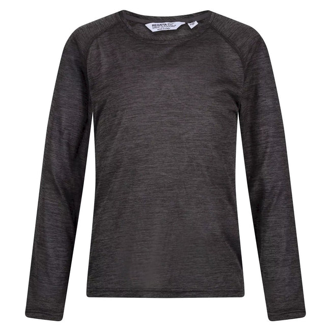 Dark Grey - Front - Regatta Childrens-Kids Burlow Marl Long-Sleeved T-Shirt