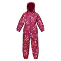 Berry Pink-Autumn - Front - Regatta Childrens-Kids Pobble Peppa Pig Puddle Suit