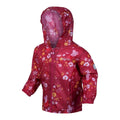 Berry Pink-Autumn - Side - Regatta Childrens-Kids Floral Peppa Pig Packaway Waterproof Jacket