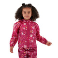 Berry Pink-Autumn - Pack Shot - Regatta Childrens-Kids Floral Peppa Pig Packaway Waterproof Jacket