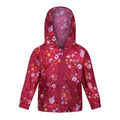 Berry Pink-Autumn - Front - Regatta Childrens-Kids Floral Peppa Pig Packaway Waterproof Jacket