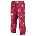 Berry Pink - Side - Regatta Childrens-Kids Floral Peppa Pig Packaway Waterproof Trousers