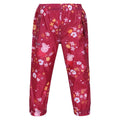Berry Pink - Front - Regatta Childrens-Kids Floral Peppa Pig Packaway Waterproof Trousers