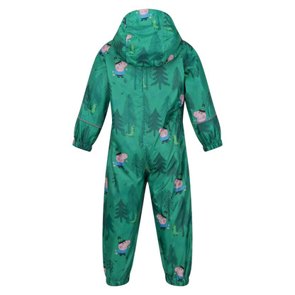 Jellybean Green - Back - Regatta Childrens-Kids Peppa Pig Dinosaur Snowsuit