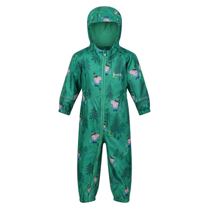 Jellybean Green - Front - Regatta Childrens-Kids Peppa Pig Dinosaur Snowsuit