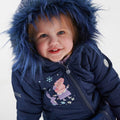 Navy - Pack Shot - Regatta Girls Peppa Pig Flowers Padded Jacket