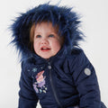 Navy - Close up - Regatta Girls Peppa Pig Flowers Padded Jacket