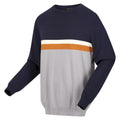 Navy-Storm Grey - Lifestyle - Regatta Mens Kaelen Colour Block Knitted Jumper