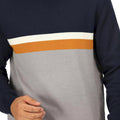 Navy-Storm Grey - Pack Shot - Regatta Mens Kaelen Colour Block Knitted Jumper