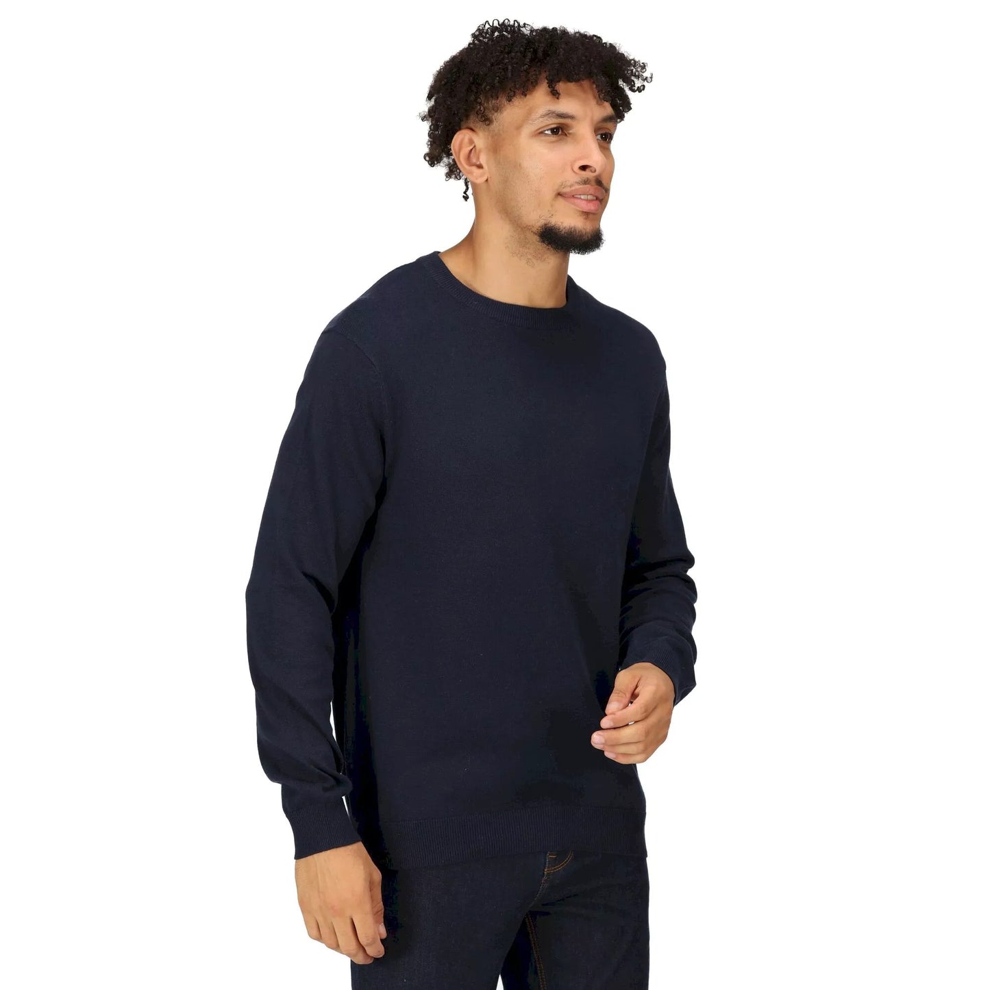 Navy - Pack Shot - Regatta Mens Kaelen Jersey Knitted Jumper