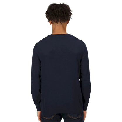 Navy - Close up - Regatta Mens Kaelen Jersey Knitted Jumper