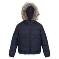 Navy - Front - Regatta Childrens-Kids Faux Fur Trim Parka