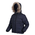 Navy - Side - Regatta Childrens-Kids Faux Fur Trim Parka