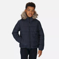 Navy - Pack Shot - Regatta Childrens-Kids Faux Fur Trim Parka