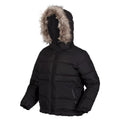 Black - Side - Regatta Childrens-Kids Faux Fur Trim Parka