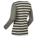 Dark Khaki-Light Vanilla - Side - Regatta Womens-Ladies Farida Striped Long-Sleeved T-Shirt