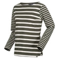 Dark Khaki-Light Vanilla - Lifestyle - Regatta Womens-Ladies Farida Striped Long-Sleeved T-Shirt