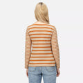 Moccasin Brown-Copper - Pack Shot - Regatta Womens-Ladies Farida Striped Long-Sleeved T-Shirt