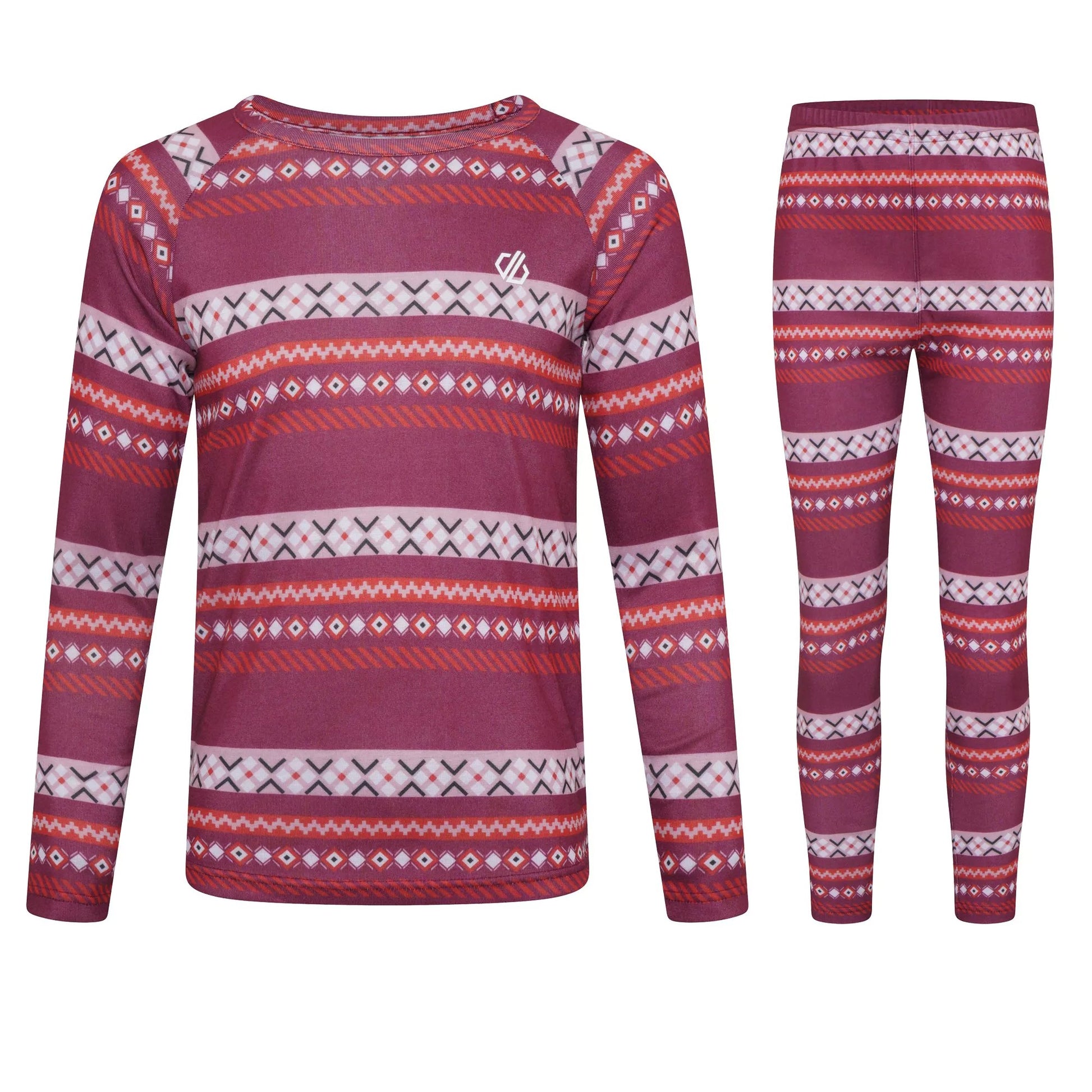 Beetroot-Powder Pink - Front - Dare 2B Childrens-Kids Amaze Base Layer Set