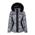 White-Black - Front - Regatta Womens-Ladies Julien Macdonald Mastery Animal Print Ski Jacket